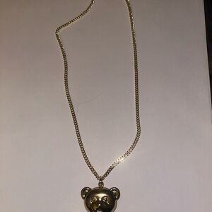 14k gold plated 18” Cuban chain with cute bear pendant necklace